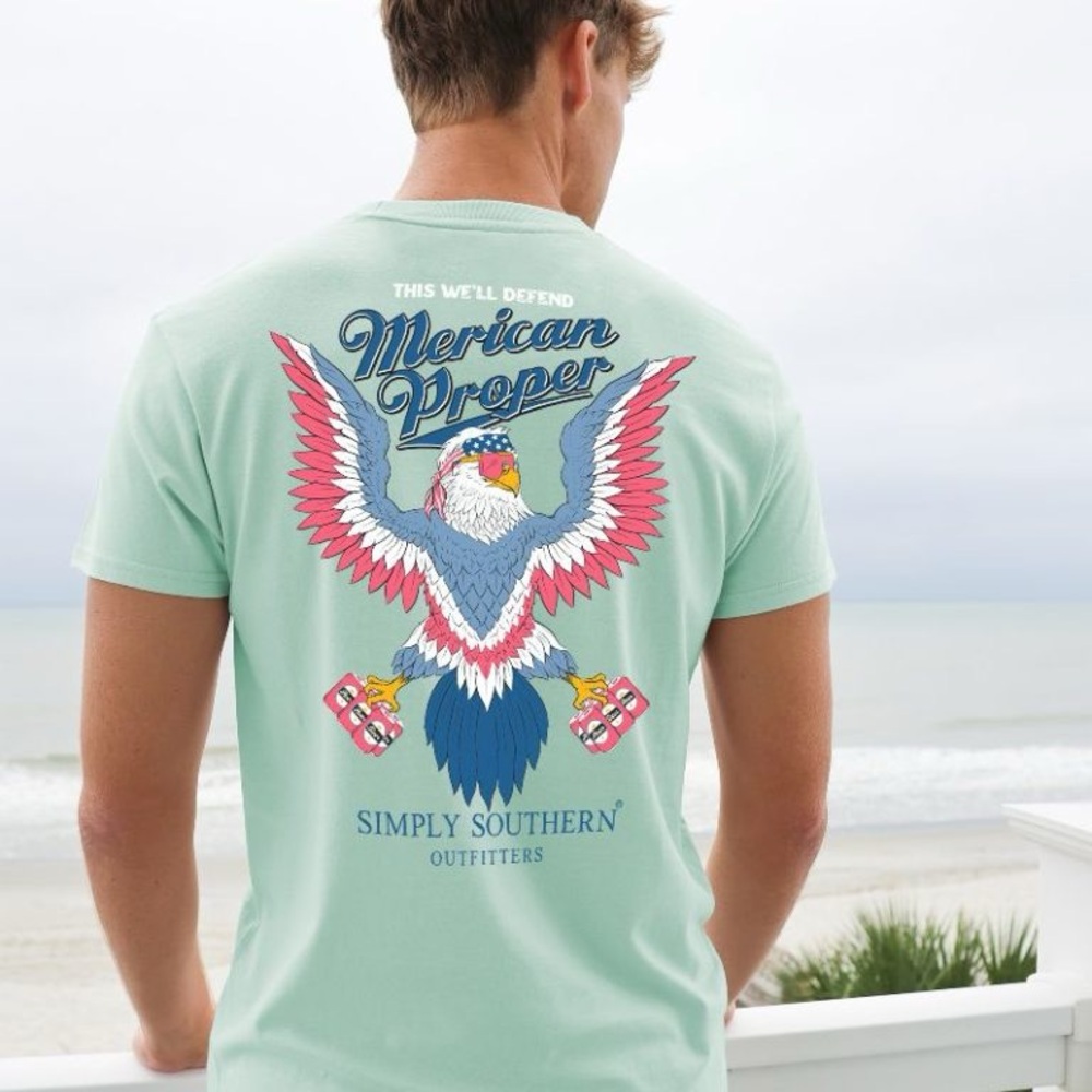 Green ‘merica Tee shirt with Beer Eagle - size Large